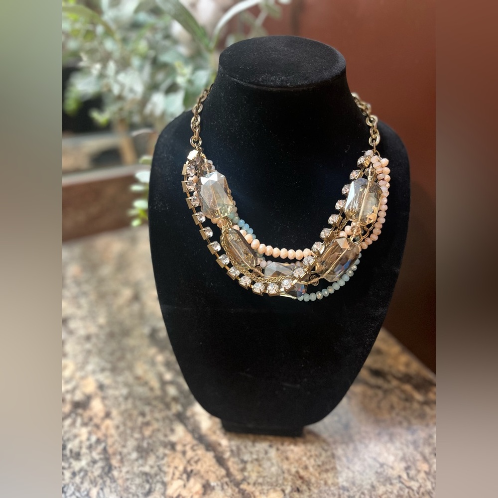 Multilayered and Multicolored Gold Necklace